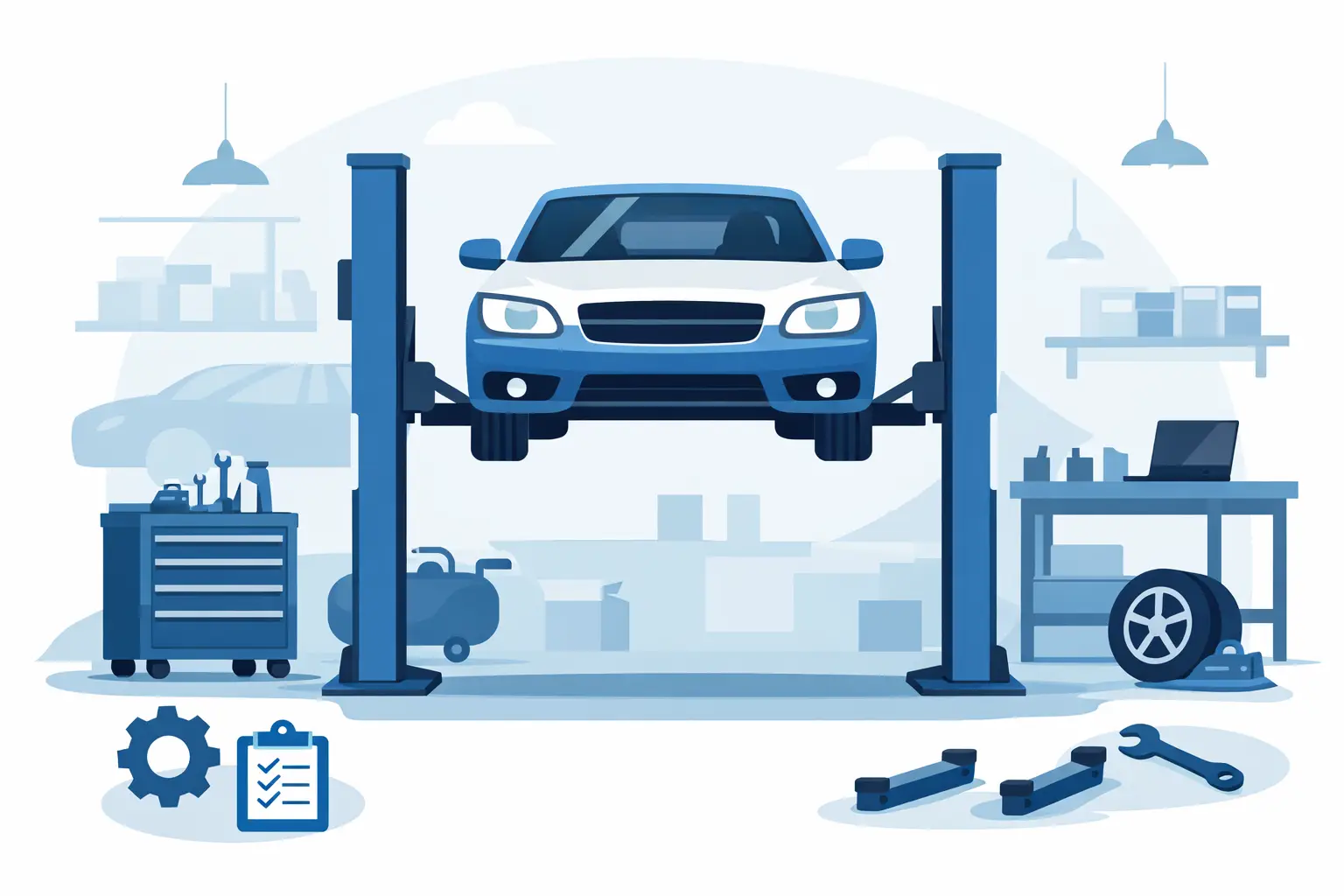 Rätt 2-pelarlyft till verkstad